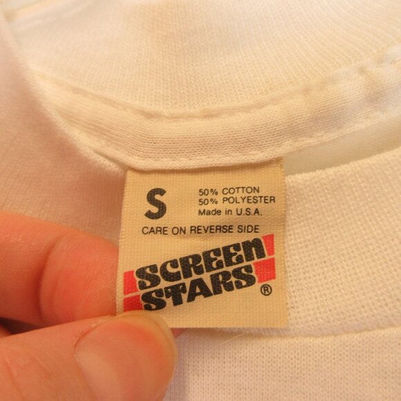 Vintage 1987 Pink Floyd Tee Size S White Neon Print Screen Stars Single Stitch - Picture 2 of 9